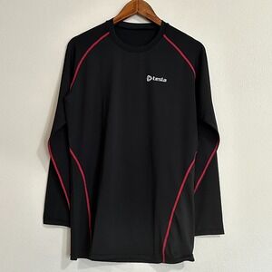 Tesla Shirt Mens Long Sleeve 2XL Black Red Crew Neck Fitted Compression